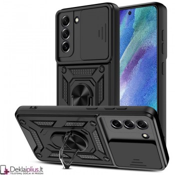 5in1 smūgiams atsparus dėklas su žiedu ir kameros apsauga - juodas (telefonui Samsung S21 Plus)